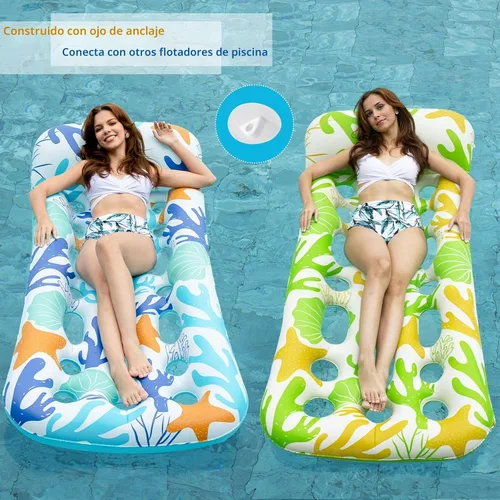 Vista 5 de Jasonwell Inflatable Pool Float Lounge - Floaties Rafts for Adults Floating Lounger Sun Tanning Floats Cool Water Floaty Swimming Lake Beach Party
