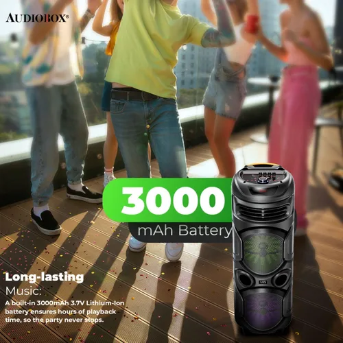 Vista 6 de Audiobox ABX-2900R - Altavoz Bluetooth dual de 8 pulgadas para fiesta, peso ligero con luces RGB, sonido de doble canal para fiestas, DJ, listo