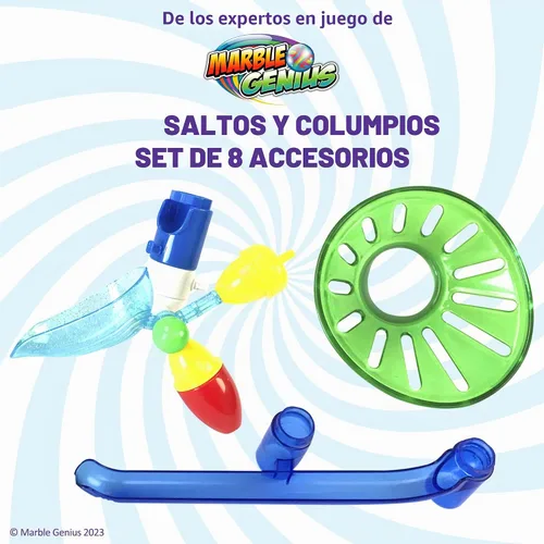 Vista 2 de Marble Genius Juego de accesorios para carreras de mármol de saltos y columpios - STEM