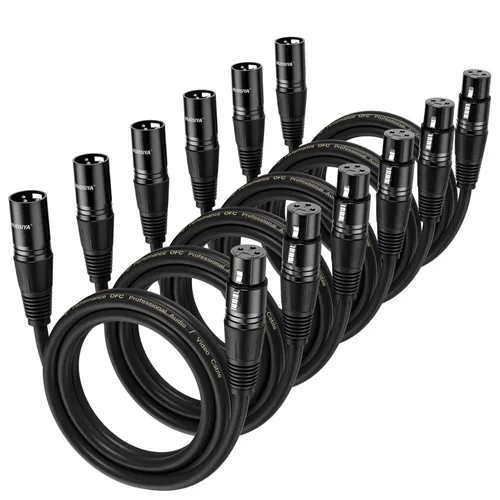 Vista 14 de Cable XLR de 1.5 pies, 6 unidades, cables de micrófono, cable de altavoz de micrófono equilibrado de alta calidad con cable XLR macho a hembra DMX