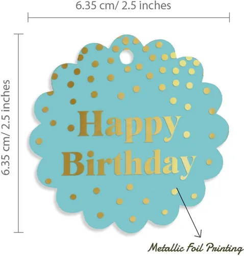 Vista 6 de Etiquetas de papel para colgar con texto en inglés «Happy Birthday» (50 unidades)