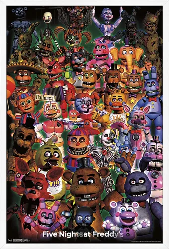 Vista 11 de Trends International Five Nights at Freddy's - Póster de pared Ultimate Group, 14.725 x 22.375 pulgadas, versión enmarcada de madera de granero