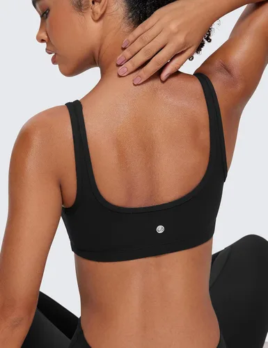 Vista 44 de CRZ YOGA Butterluxe - Mini brasier para mujer, cuello redondo, de bajo impacto, inalámbrico, deportivo, yoga, acolchado, para entrenamiento