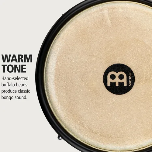 Vista 3 de Meinl Percussion HB100SNT-M bongós de madera natural de 6 3/4 y 8 pulgadas, Vintage Sunburst Bongos profesionales de madera duradera para adultos