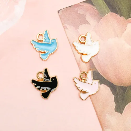 Vista 3 de Collar con dijes para paloma, accesorios para palomas, pájaros, accesorios para bricolaje, 50 piezas de manualidades de palomas para hacer joyas
