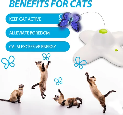 Vista 7 de ALL FOR PAWS 6-Pack Butterfly Refills for Interactive Cat Toy, Replacement Butterflies for Automatic Cat Spinner Toy, Durable Self-Play Butterfly