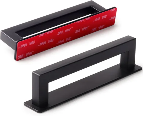 Vista 10 de RVPEKUPE Manijas adhesivas para gabinete, manijas autoadhesivas para puerta de ducha de 6 pulgadas, color negro, paquete de 1