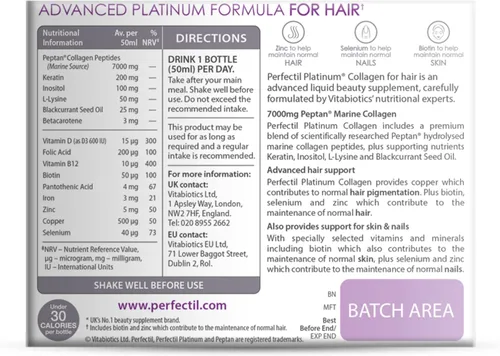 Vista 9 de Perfectil by Vitabiotics Platinum Colágeno Bebida Capilar 10 x 1.7 fl oz