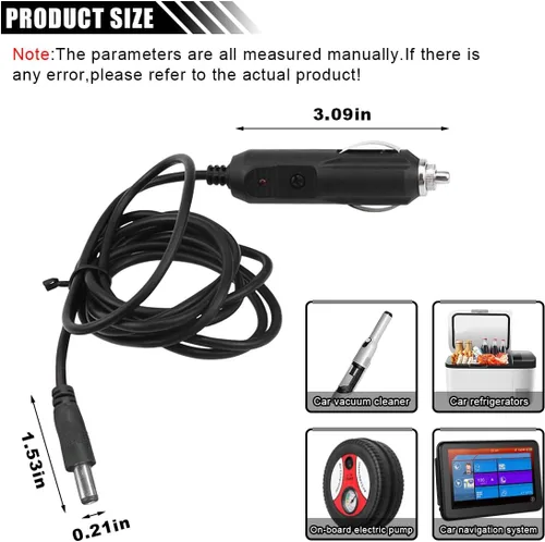 Vista 2 de Adaptador de cargador de coche de 12 V, compatible con cojín de masaje de cuello y espalda, encendedor de cigarrillos, cable de enchufe macho