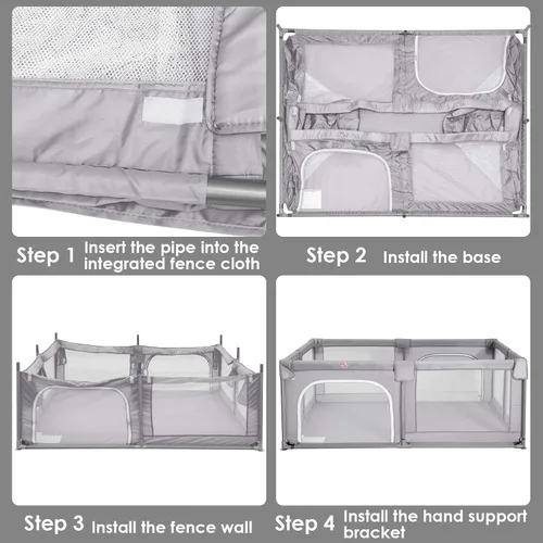 Vista 5 de Costzon Corralito para bebés, corralito extra grande para bebés, puertas de seguridad para bebés en interiores y exteriores, vallas para niños