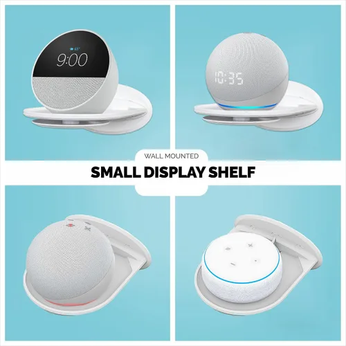 Vista 4 de Estante de montaje en pared, compatible con Echo Spot, Echo Pop, Echo Dot, HomePod Mini, Google Home, con almacenamiento de cable, fácil