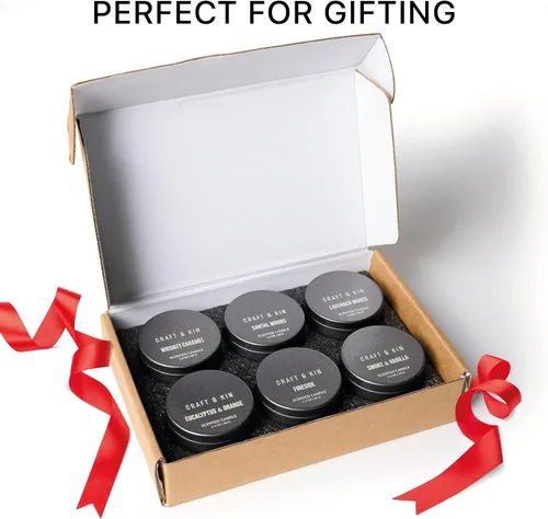 Vista 5 de Craft & Kin Premium 6 velas votivas perfumadas – Juego de regalo de velas perfumadas de soja natural de lujo con aromas variados – Decoración