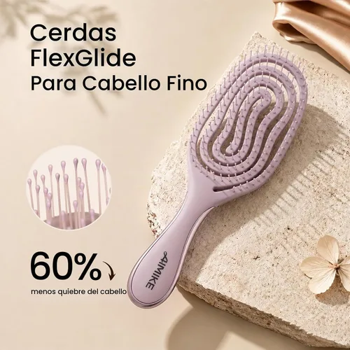 Vista 4 de AIMIKE Cepillo de pelo flexible en espiral para cabello fino, desenredante 2-Púrpura
