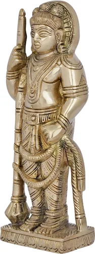 Vista 2 de Udupi Krishna de 8 pulgadas en latón Hecho a mano Hecho en la India - Estatua de latón
