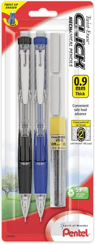 Vista 6 de Lápiz automático Pentel Twist Erase Click con 2 borradores de repuesto y minas, 0.01 pulgadas, barriles surtidos, Variados