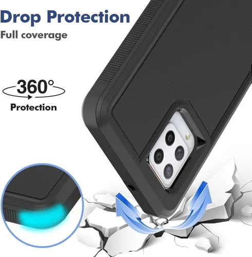 Vista 6 de Jeylly Funda para Samsung Galaxy A42 5G con protector de pantalla de vidrio templado, resistente a los golpes, a prueba de caídas, duradera