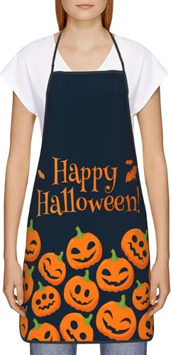 Vista 3 de Delantales de Halloween para mujeres, decoraciones de calabaza de Halloween para hombres, parrilla, cocinero, cocina, delantal de otoño, regalos