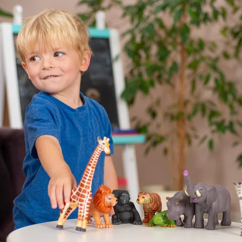 Vista 2 de Learning Minds - Juego de 8 figuras gigantes de animales de safari para niños pequeños Zoo Animals, Jungle Animals Figures, Toy Animals for Kids