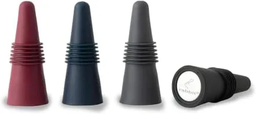 Vista 7 de Rabbit, tapones para botellas de vino y bebidas, juego de 4 unidades de silicona Surtido
