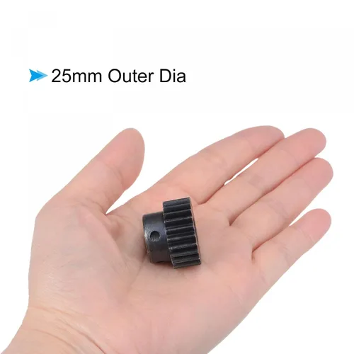 Vista 4 de uxcell Engranaje de piñón 1Mod 23T de 0.315 in de diámetro de acero endurecido para motor con paso para transmisión de engranajes de coche RC