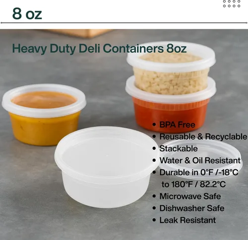 Vista 8 de [8oz-20 juegos de recipientes de plástico con tapas, recipientes transparentes sin BPA con tapas herméticas, almacenamiento de alimentos resistente