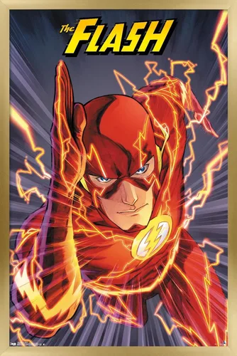 Vista 14 de Trends International DC Comics The Flash - Póster de pared de velocidad, 22.4 pulgadas de largo x 14.7 pulgadas, versión enmarcada de madera