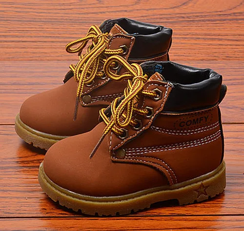 Vista 5 de Happy Cherry Baby Winter Ankle Boots Leather Waterproof Lace Up Boots Flat Boots