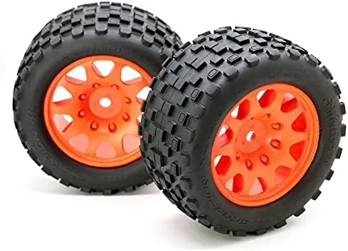 Vista 2 de Powerhobby Scorpion XL - Neumáticos con cinturón y ruedas Viper color naranja (4) compatible con: Traxxas X-Maxx 0.945 in HEX