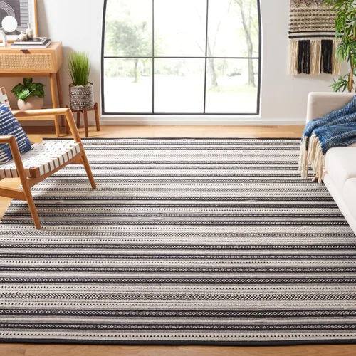 Vista 12 de SAFAVIEH Montauk Collection - Alfombra de pasillo de 9 pies, color negro y marfil, diseño bohemio, ideal para zonas de alto tráfico en pasillo, baño