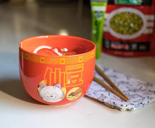 Vista 3 de Dragon Ball Z Karin - Juego de vajilla de cerámica japonesa El ajuste del lugar incluye cuenco de ramen de 16 onzas y palillos de madera, juego