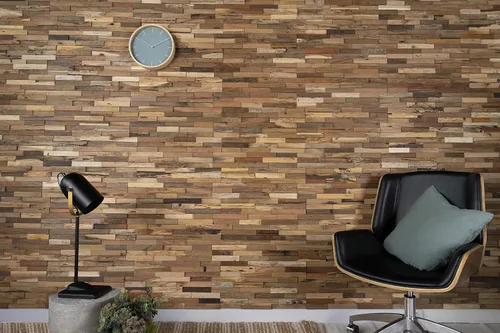Vista 4 de WoodyWalls - Paneles de pared de madera de granero recuperada en 3D, instalación de pegamento y clavos, juego de 10 paneles premium