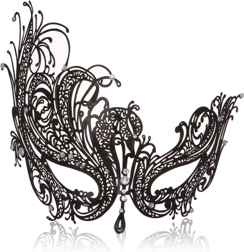 Vista 2 de Máscara veneciana para parejas para mujeres y hombres, corte láser, máscara de metal veneciana para fiesta