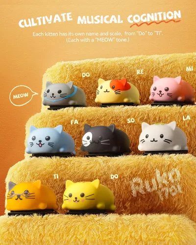 Vista 6 de Ruko 1701 - Teclados de piano de gatos musicales con lindo tono de miau, escala de música de reproducción de prensa, divertidos juguetes musicales