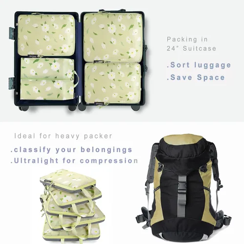 Vista 88 de BAGAIL 4 Set/6 Set Ultraligero Compresión Embalaje Cubos Organizador de Embalaje para Accesorios de Viaje Equipaje Maleta Mochila