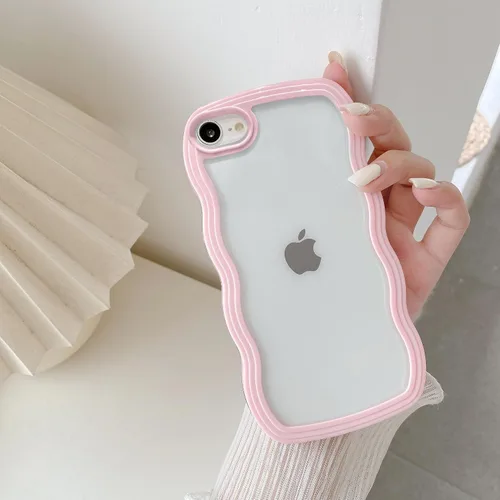 Vista 67 de QLTYPRI Funda compatible con iPhone 7/8/SE, bonita funda transparente con marco ondulado rizado para niñas y mujeres, funda protectora de TPU