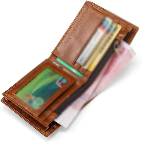 Vista 5 de SJYDQ - Cartera para hombre, hecha a mano, con tarjetero bancario, tarjetero para hombre