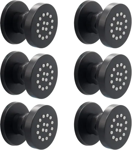 Vista 12 de HOMEDEC Cabezal de ducha redondo de latón de 2 pulgadas, para masaje, spa, soporte de pared, 4 piezas, negro mate