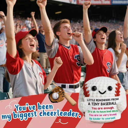 Vista 6 de Regalo de béisbol de ganchillo positivo de Pascua, regalos de béisbol hechos a mano para hombres, mujeres, hijo, hija, regalo de apoyo inspirador