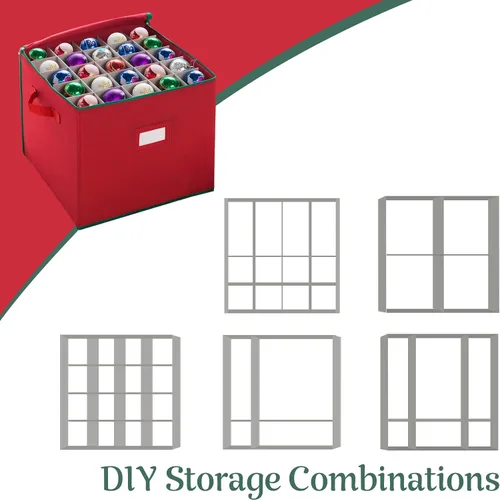 Vista 5 de Caja para guardar adornos navideños, con separadores, de la marca Tiny Tim Totes (capacidad para 75 adornos)