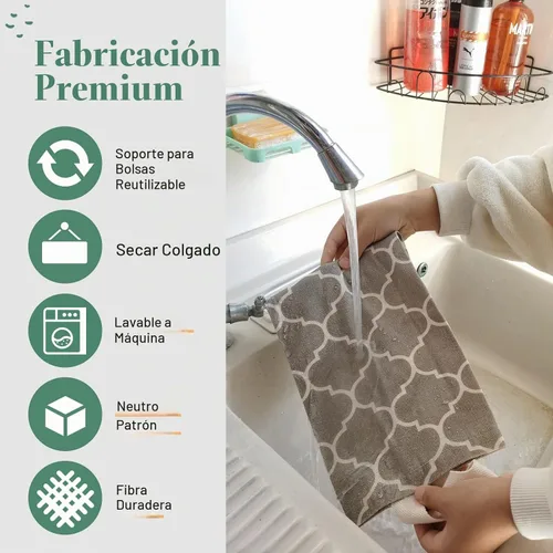 Vista 4 de Soporte para Bolsas de Plástico, Soporte para Bolsas de Supermercado Lavable para Bolsas de Plástico, Dispensador de Almacenamiento de Bolsas