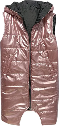 Vista 3 de Abrigos de invierno para mujer con capucha y cremallera completa, ropa de abrigo cálida, chaleco acolchado, sin mangas, chaleco de burbujas cálido