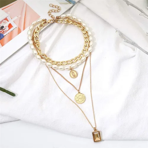 Vista 8 de Colgante de moneda de 2022 para mujer, collar de perlas y colgantes