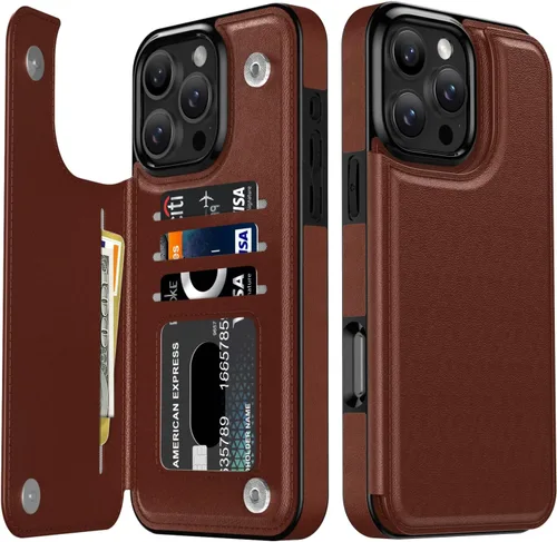 Vista 93 de LETO para iPhone 15 Pro Funda tipo cartera - Tapa tipo folio con patada - Diseños de moda - Tarjetero - Funda protectora para mujeres y niñas - 6.1