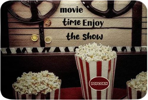 Vista 3 de Homewish Theater Cinema Poster Bathroom Rugs,Retro Movie Non Slip Bath Mat Popcorn Bathroom Indoor Floor Mats,Movie Night Shaggy Absorbent Bathtub
