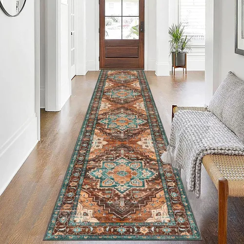 Vista 35 de Pauwer Alfombra vintage de flores 2 x 3 pulgadas, estilo envejecido, antideslizante, de pelo bajo, tapete para entrada, interior, pequeña, retro