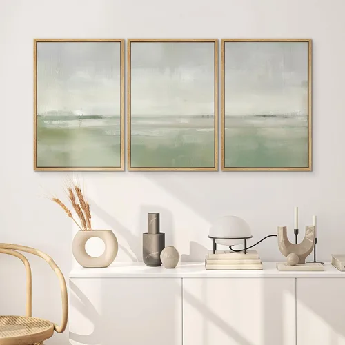 Vista 58 de SIGNWIN Lienzo enmarcado para pared, juego de arte de collage de hojas transparentes en blanco y negro, ilustraciones de naturaleza silvestre, arte