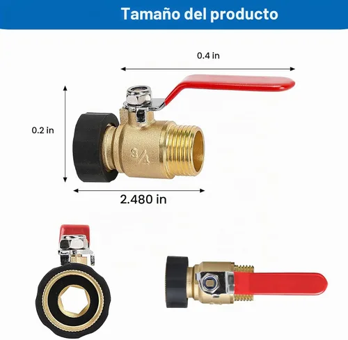 Vista 2 de FINEST+ Válvula de Cierre para Manguera de Jardín, Válvula de Cierre de Manguera de Agua de 3/4" GHT, Válvula de Bola de Manguera de Jardín de Latón