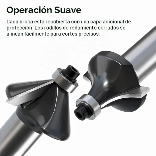 Vista 4 de Juego de brocas fresadoras de carburo de tungsteno con vástago de 1/2 pulgada