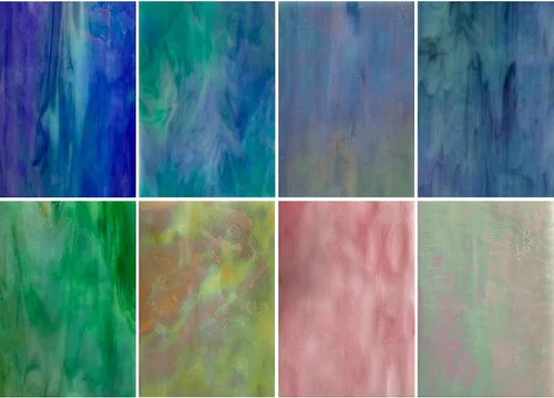 Vista 2 de Paquete de 8 hojas de vidrieras iridiscentes de arco iris, mosaico de vidrio de 4 x 6 pulgadas, vidrio de arte opaco para kits de bricolaje