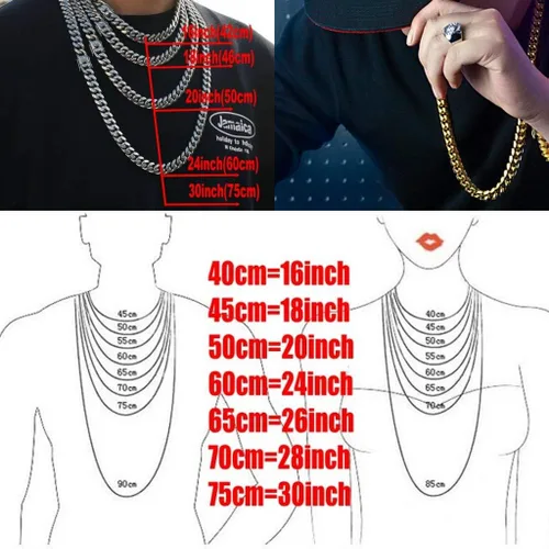 Vista 5 de putouzip Miami Cuban Link Chain Set For Men 18K Gold Plated Stainless Steel 1012mm Curb Bracelet Necklace Diamond Chains